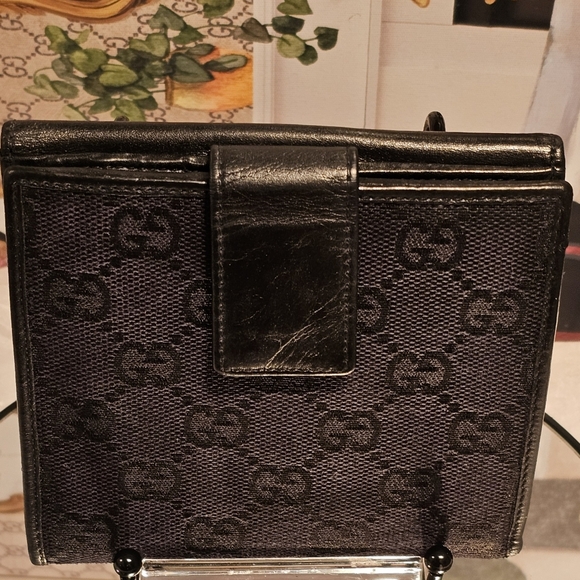 Gucci Guccissima Compact Canvas/Leather Black Wallet - Picture 4 of 11
